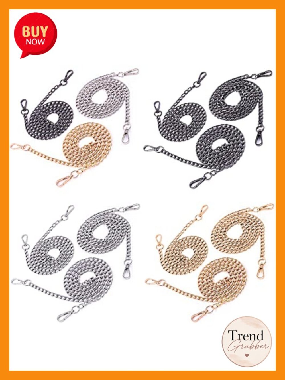 12Pcs 47 In Metal Flat Chain Strap Replacement for Handbags Purse Chain
